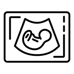 Baby on ultrasound screen icon. Outline baby on ultrasound screen vector icon for web design isolated on white background