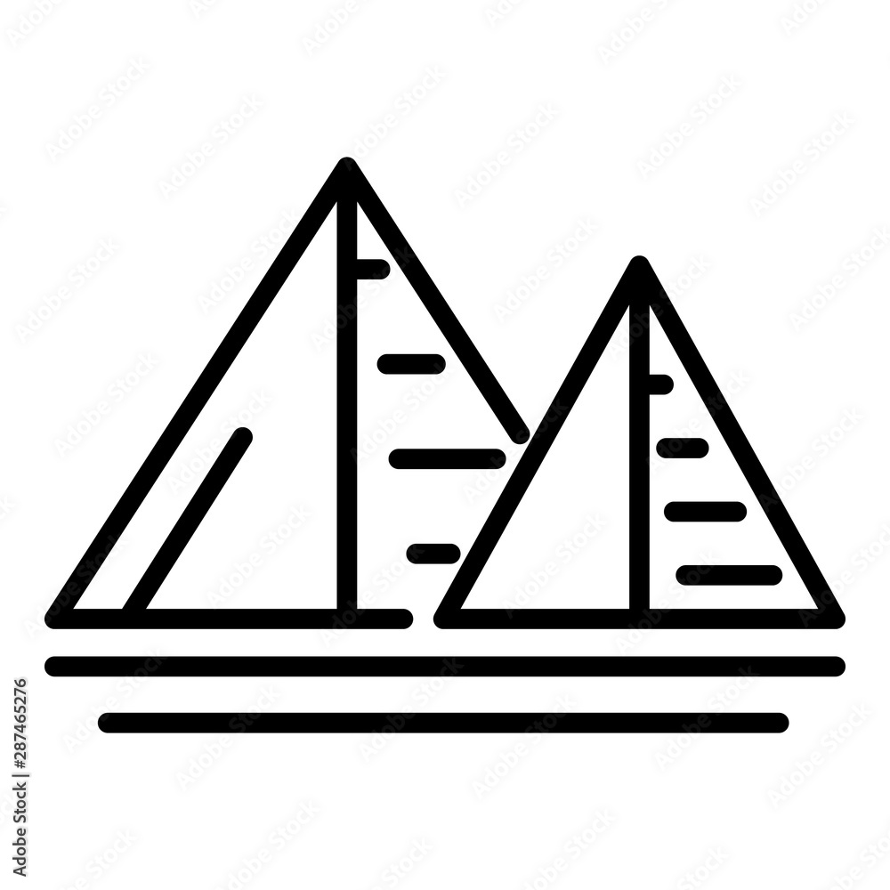 Poster two egyptian pyramids icon. outline two egyptian pyramids vector icon for web design isolated on whi
