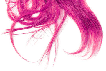 Pink hair straightening isolated on white background