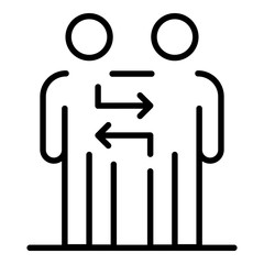 Interaction between partners icon. Outline interaction between partners vector icon for web design isolated on white background