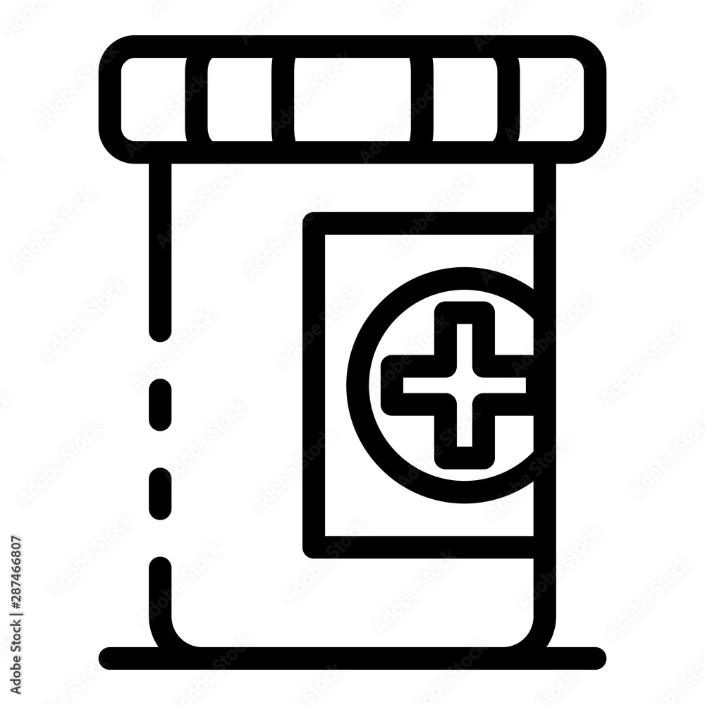 Aufkleber box of pills icon. outline box of pills vector icon for web design isolated on white background