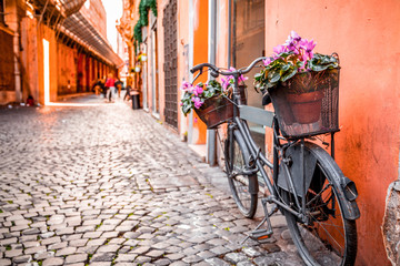 Obraz na płótnie Canvas Retro bike parked in Rome