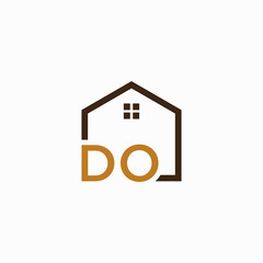 letter DO Line House Real Estate Logo. home initial D O concept. Construction logo template, Home and Real Estate icon. Housing Complex Simple Vector Logo Template. - vector