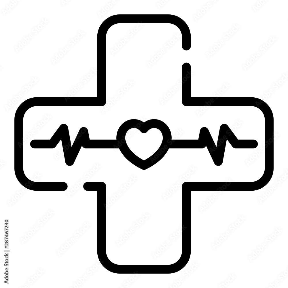 Poster cross with pulse icon. outline cross with pulse vector icon for web design isolated on white backgro