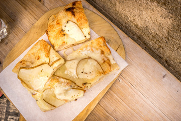 Foccacia seen from above. Italian food.
