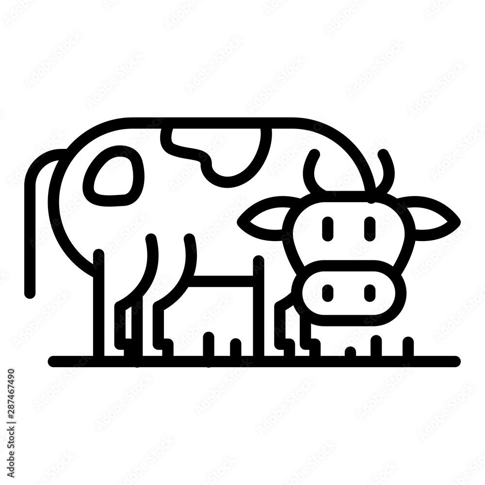 Poster cow side view icon. outline cow side view vector icon for web design isolated on white background