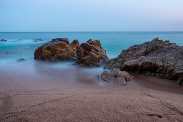 The rocky shore of the sea. The Costa Brava, Catalonia, Spain