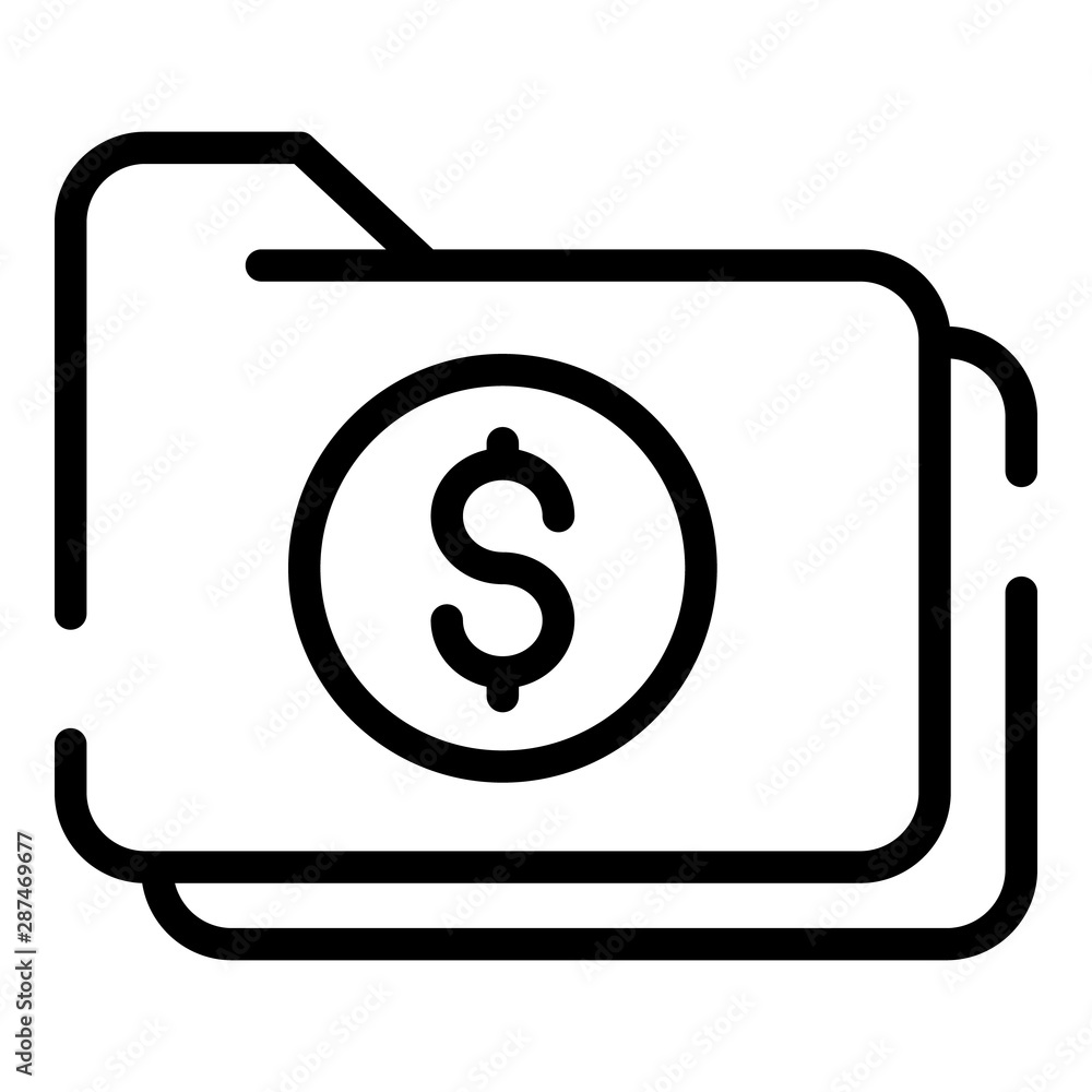 Poster dollar sign folder icon. outline dollar sign folder vector icon for web design isolated on white bac