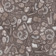 Cartoon hand-drawn Classic music seamless pattern