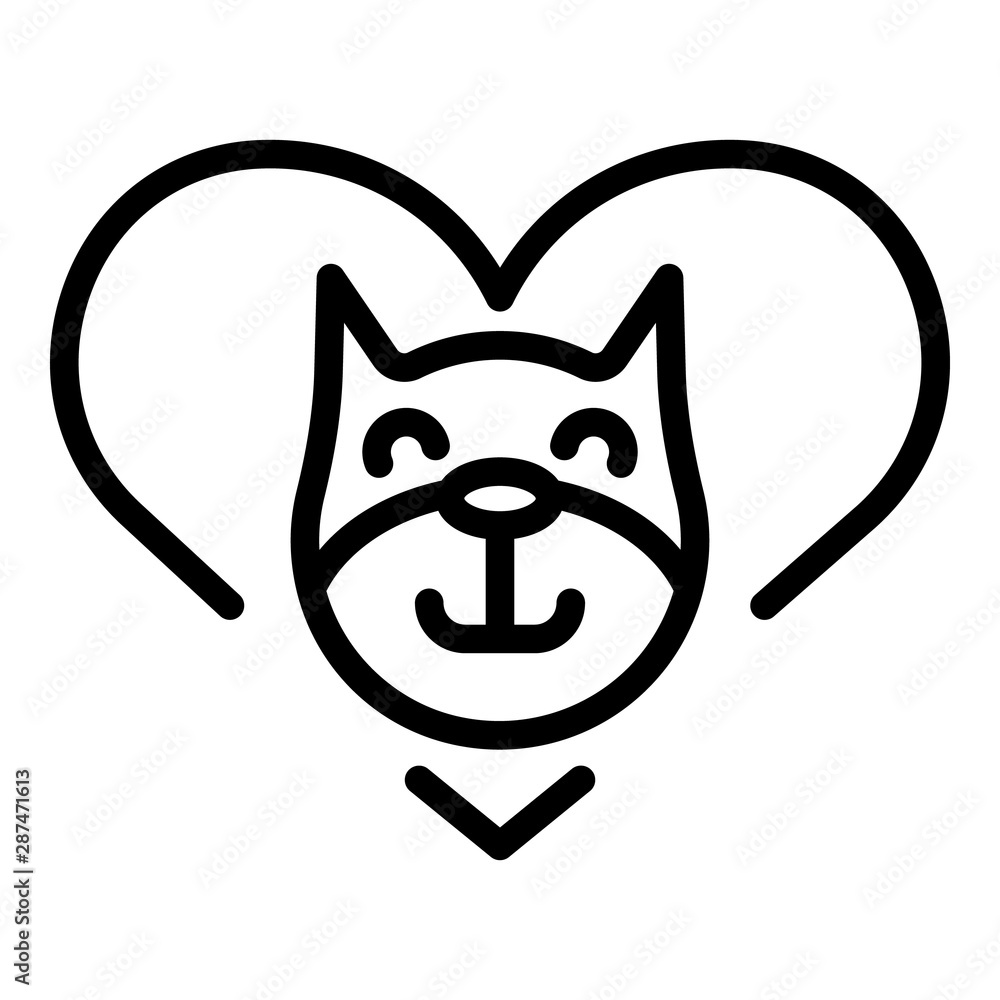 Aufkleber cat head in heart icon. outline cat head in heart vector icon for web design isolated on white backg