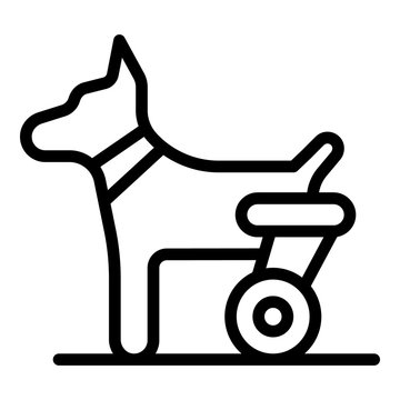 Dog hind legs trolley icon. Outline dog hind legs trolley vector icon for web design isolated on white background