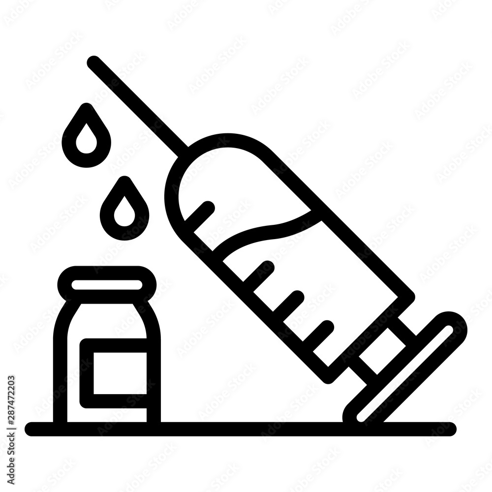 Poster syringe with vaccine icon. outline syringe with vaccine vector icon for web design isolated on white