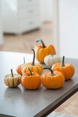 pumpkins on table