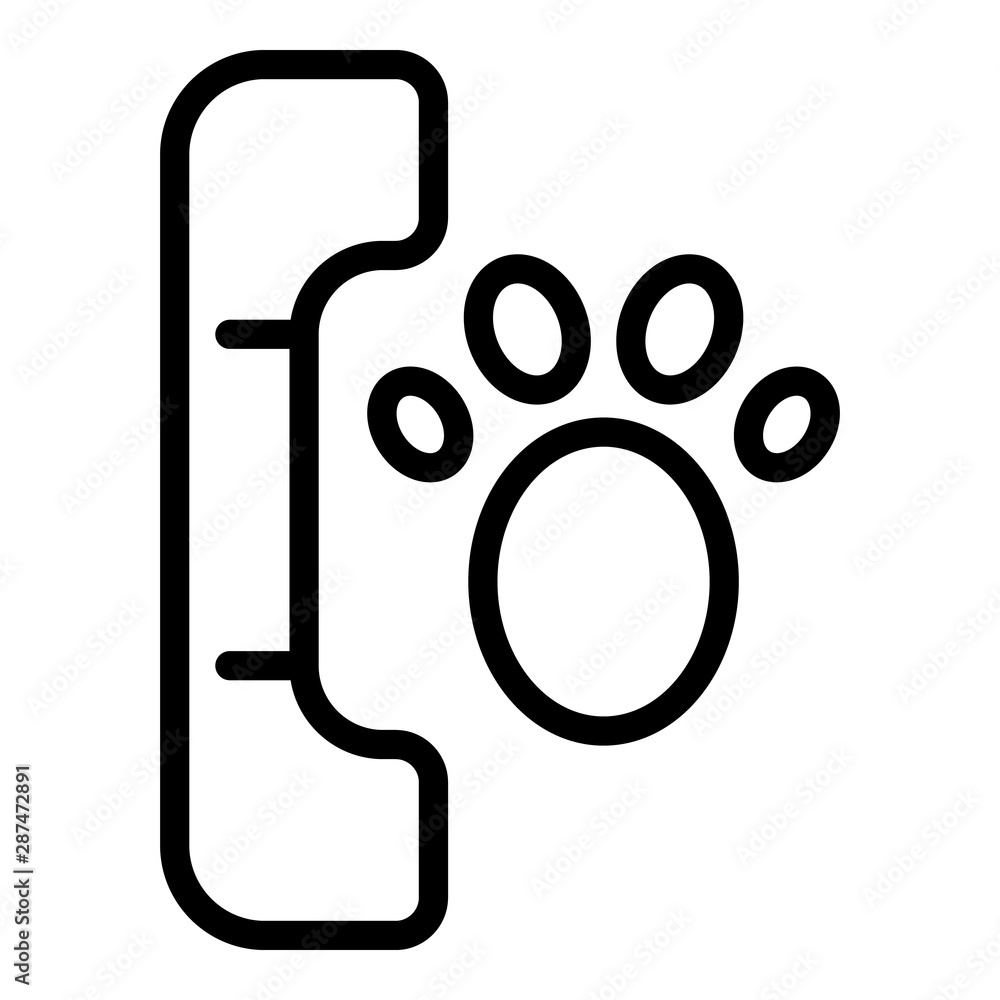 Poster paw and handset icon. outline paw and handset vector icon for web design isolated on white backgroun