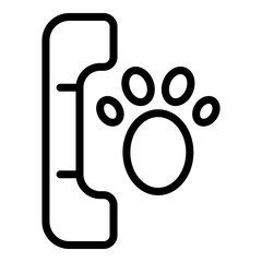 Paw and handset icon. Outline paw and handset vector icon for web design isolated on white background