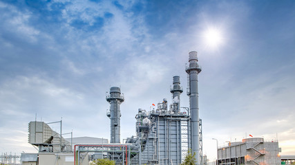 Industrial power plant,gas turbines, generating electricity - images