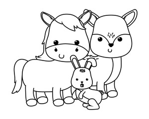 Obraz na płótnie Canvas Donkey rabbit and deer cartoon vector design