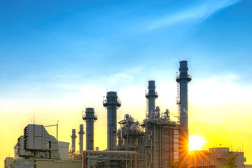 Fototapeta na wymiar Energy power plant of industrail refinery oil and gas at twilight. -image