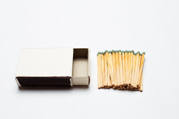 Close-up of opened matchbox with mockup.