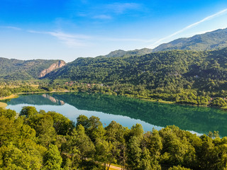 Fototapeta na wymiar Boracko jezero is glacial lake is situated in Konjic Municipality, Bosnia and Herzegovina