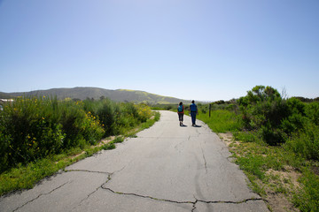 Hiking through the hills of Crystal Cover State Park in the spring. Escaping a hectic lifestyle by hiking and enjoying nature. Healthy living.  Back country hiking trails