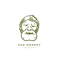 Simple Gorilla Face Outline Illustration Logo Design 