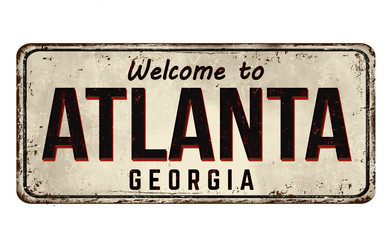 Fototapeta premium Welcome to Atlanta vintage rusty metal sign