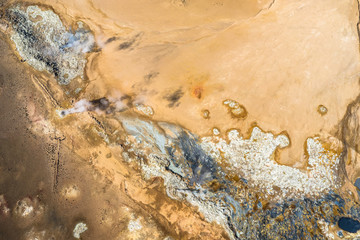 Colorful ground at Namafjall Hverir geothermal area near Lake Myvatn, Iceland