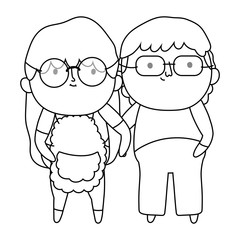 Grandmother and grandfather cartoon vector design