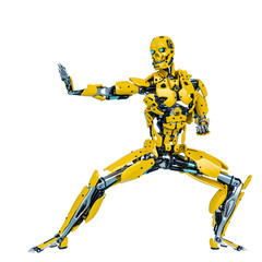yellow bee android karate pose
