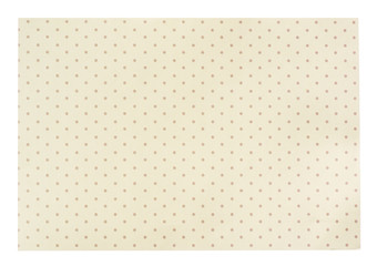 Beige piece of scrapbook paper on isolated white background. Decorative paper in brown peas.