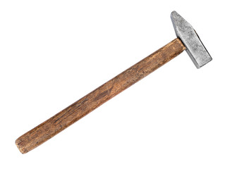 Old hammer on isolated white background