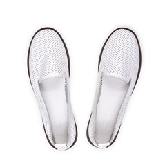 White Slip-on Tops on an Isolated White Background