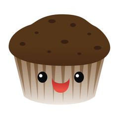 Smiling chocolate muffin