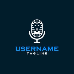 lion microphone logo design inspiration . lion podcast logo design template . lion studio logo design