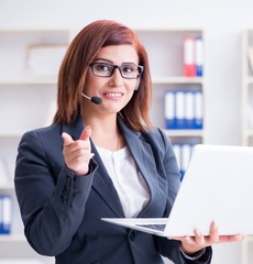 Call center operator working with clients
