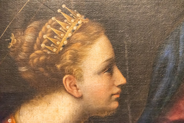Old profile portrait of european queen