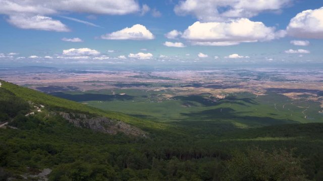 View of green valleys of Aragon region from the moncayo mountain. Natural environment in summer season .