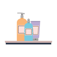 dispensing bottle on shelf with white background