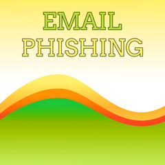 Text sign showing Email Phishing. Business photo showcasing Emails that may link to websites that distribute malware Wavy Abstract Design Three Tone Background with Two Curvy Lines in Center