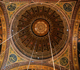 inside the mosque of mohamed ali basha Cairo Egypt - obrazy, fototapety, plakaty