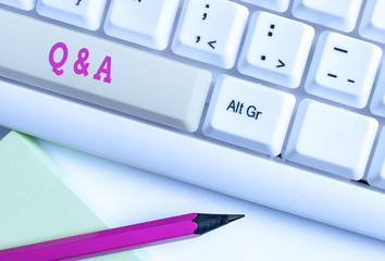 Word writing text Q And A. Business photo showcasing a period of time or an occasion when someone...