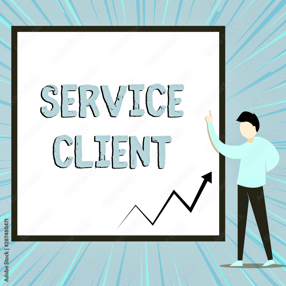 Poster word writing text service client. business photo showcasing dealing with customers satisfaction and 