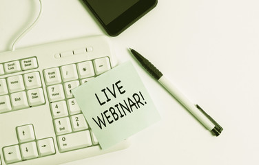 Handwriting text writing Live Webinar. Conceptual photo presentation lecture or seminar transmitted...