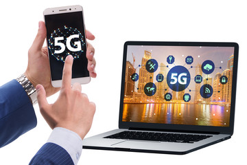 5G mobile technology concept - high internet speed