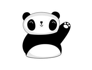 Panda waving to greet  , cartoon , stickers