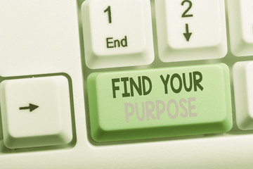 Text sign showing Find Your Purpose question. Business photo showcasing reason for something is...