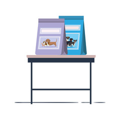 pet food bag on table with white background