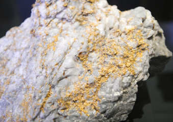 close up on gold mineral rock 