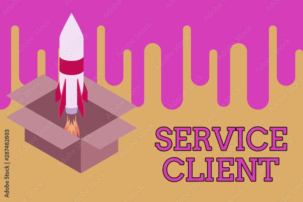 Poster writing note showing service client. business concept for dealing with customers satisfaction and ne